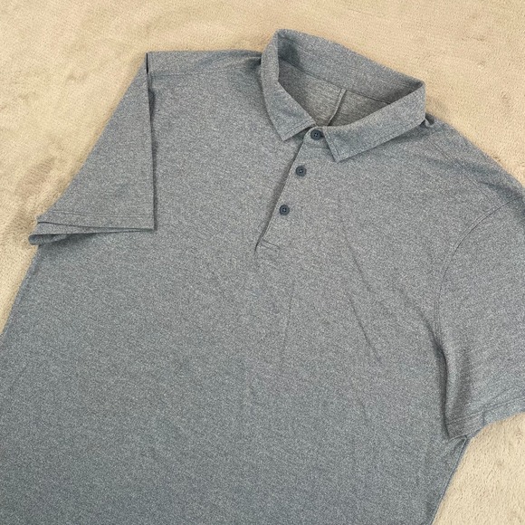 Lululemon Evolution Polo Shirt Men 2XL Heather Grey Pique Fabric Golf NWOT $88 - Picture 1 of 6